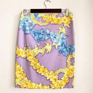 Versace Lavender Yellow Floral Print Body-con Mini Skirt 42